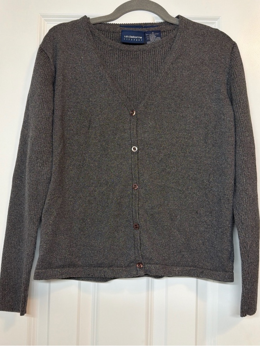Liz Claiborne Gray Women’s Button-Front Cardigan + Matching Tank